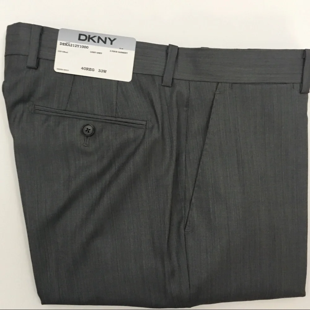 New dkny 2 piece men’s suit light grey slim fit wool 40r 2 button nwt ea0044